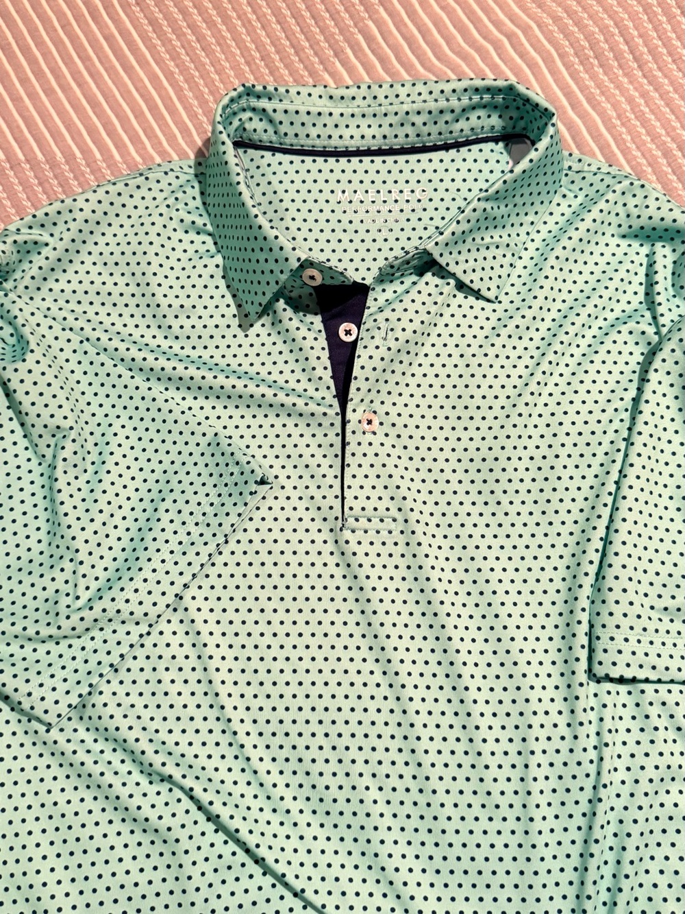 Mint Green Microdot Polo Shirt with Contrast Placket